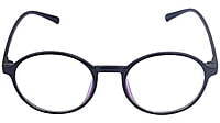 Unisex Round Thin Medium Spectacle Frame. Glossy Black Frame