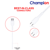 Champion M101 PVC 2.4 Amp Micro Data Cable (White)