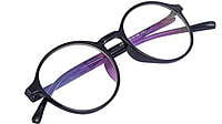 Unisex Round Thin Medium Spectacle Frame. Glossy Black Frame