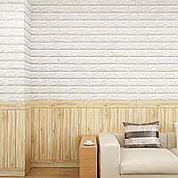 3D Brick Self Adhesive Wall Stickers (White)