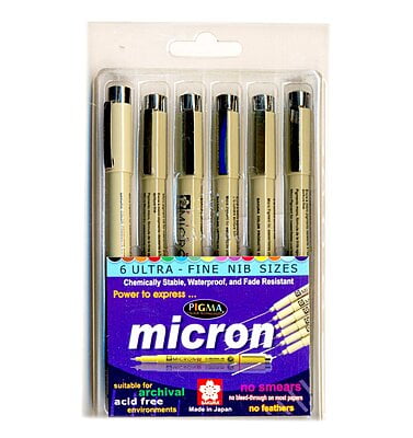 XSDK-6 NEW PIGMA MICRON 04 SET OF 6 PENS