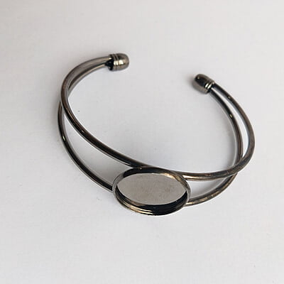 Bracelet Bezel Round Black silver 18 mm