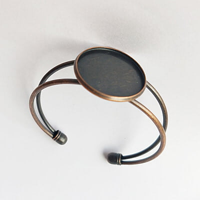 Bracelet Bezel Round Antique Copper 25 mm