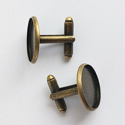 Cufflinks With Round Bezel Antique Bronze Cufflinks With Round Bezel Antique Bronze