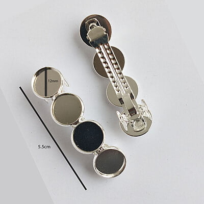 Hair Clip Barrette Bezel Silver 12 mm Hair Clip Barrette Bezel Silver 12 mm