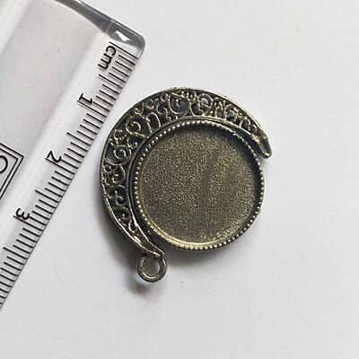 Rotating Double Side Round Pendant Grey Silver Small Rotating Double Side Round Pendant Grey Silver Small