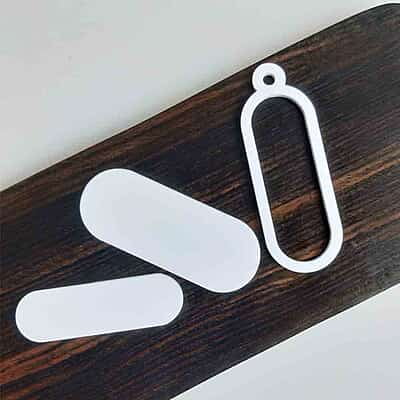 Mini Hoop Rounded rectangle White Acrylic -vertical