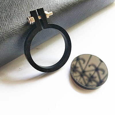 Mini Hoop Circle With Screw Black Medium Mini Hoop Circle With Screw Black Medium