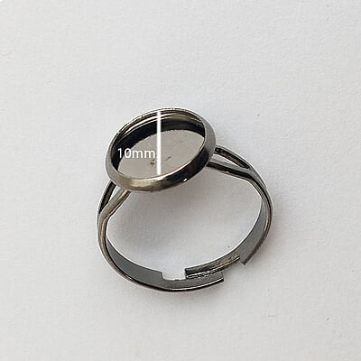 Finger Ring Black Silver 10 mm Finger Ring Black Silver 10 mm