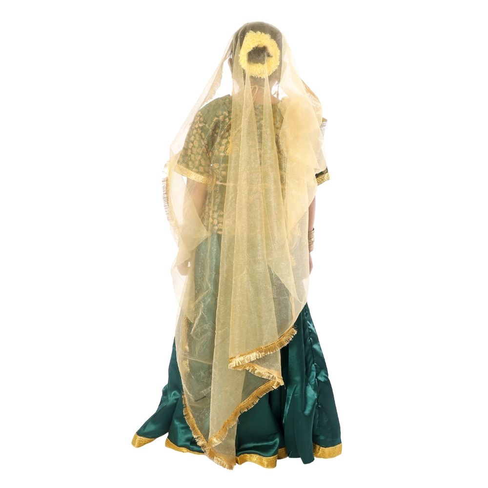 Kathak Dance Dress Costume Bottle Green & Golden Kathak Dance Dress Costume Bottle Green & Golden