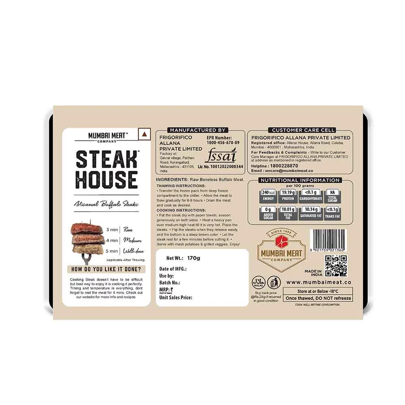 Rib Eye Steak Buffalo 170 Gms