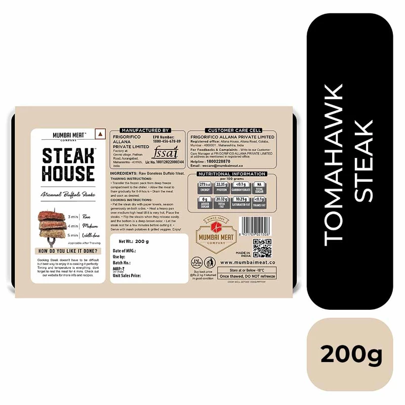 Tomahawk Steak Buffalo 200 Gms