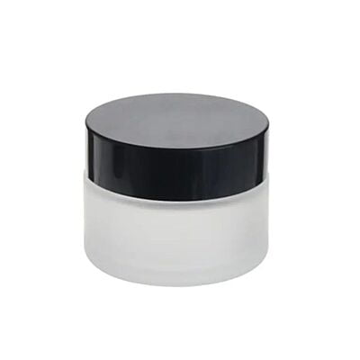 50ml Frosted NEW Glass Jar + Black Cap + White Seal 50ml Frosted NEW Glass Jar + Black Cap + White Seal