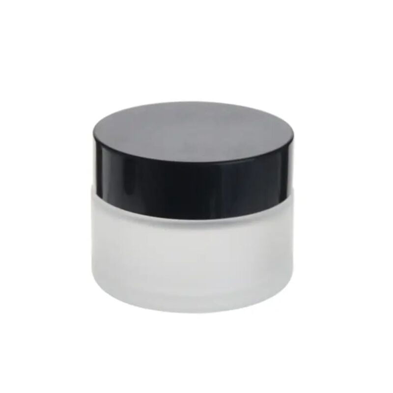 50ml Frosted NEW Glass Jar + Black Cap + White Seal 50ml Frosted NEW Glass Jar + Black Cap + White Seal
