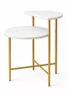 Metallica Sofa End Table in White Marble Top