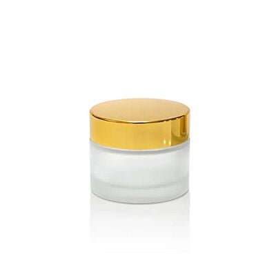50ml Frosted NEW Glass Jar + GOLD Cap + White Seal 50ml Frosted NEW Glass Jar + GOLD Cap + White Seal
