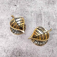Brass Peeple Leaf Design Diya Pair - 1.5 inch Height | Decorative Brass Diya Pair with Peeple Leaf Design