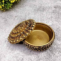 Brass Super Fine Kumkum Box - 1.6 inch Height | Traditional Brass Kumkum Box for Rituals