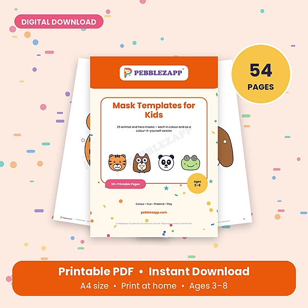 Printable Mask Templates for Kids โ 25 Masks โ 54 Pages