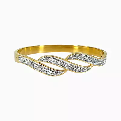 Elegant Intertwined Rhinestone Bangle Bracelet