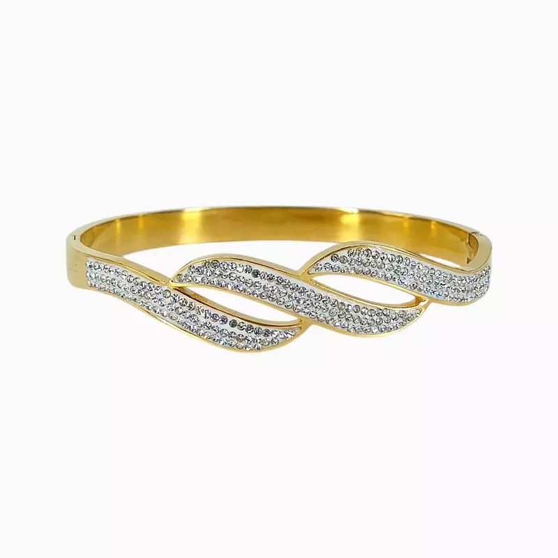 Elegant Intertwined Rhinestone Bangle Bracelet