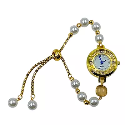 Elegant Gold Pearl Square Bracelet Watch for Women - Analog Quartz