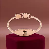Dainty Heart Bangle Bracelet with Black Enamel