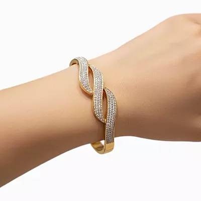 Elegant Intertwined Rhinestone Bangle Bracelet
