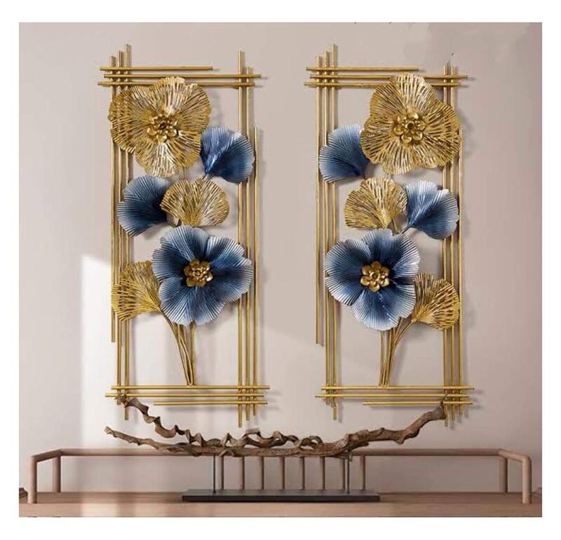 DAD Framed Ginkgo Leaf Metal Wall Art - Size (15x2x16 Inches) Set of 2