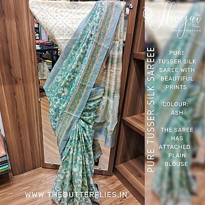 PURE TUSSER SILK SAREE ssgSTUS22509