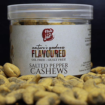 Oil Free Flavoured Salted Pepper Peaks Cashews 250 Grams Oil Free Flavoured Salted Pepper Peaks Cashews 250 Grams