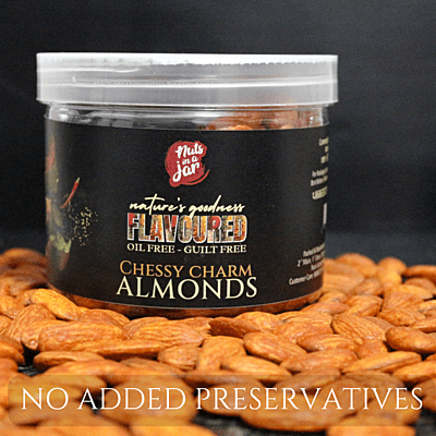 Oil Free Flavoured Cheesy Charm Almonds 250 Grams Oil Free Flavoured Cheesy Charm Almonds 250 Grams