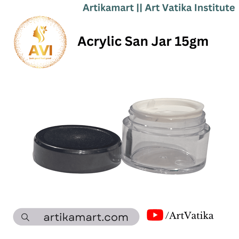 Acrylic San Jar + White Inner + BLACK Cap - 15g Acrylic San Jar + White Inner + BLACK Cap - 15g