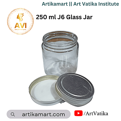 250 ml J6 Glass Jar + SILVER Aluminium Cap 250 ml J6 Glass Jar + SILVER Aluminium Cap