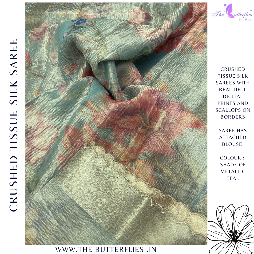 CRUSHED TISSUE SILK SAREE  DVFSTES23770
