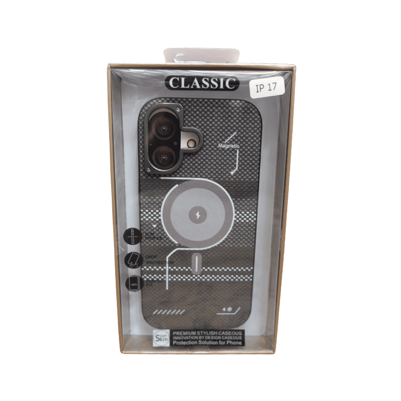 Classic Carbon Fibre Case for iPhone 17 – Premium Textured Back Cover v2