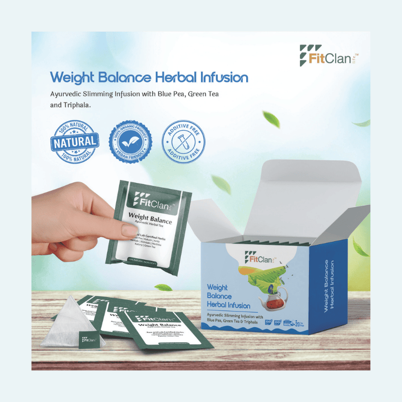 Weight Balance Herbal Tea | Ayurvedic Slimming Tea with Green Tea, Blue Pea & Triphala