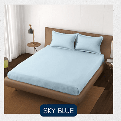 Neev 100% Cotton Plain Queen Fitted Bedsheet with 2 Pillow Covers (400 TC) Neev 100% Cotton Plain Queen Fitted Bedsheet with 2 Pillow Covers (400 TC)