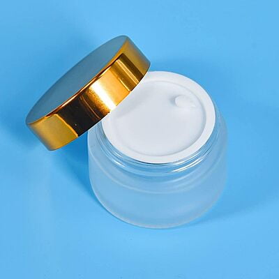 50ml Frosted NEW Glass Jar + GOLD Cap + White Seal 50ml Frosted NEW Glass Jar + GOLD Cap + White Seal