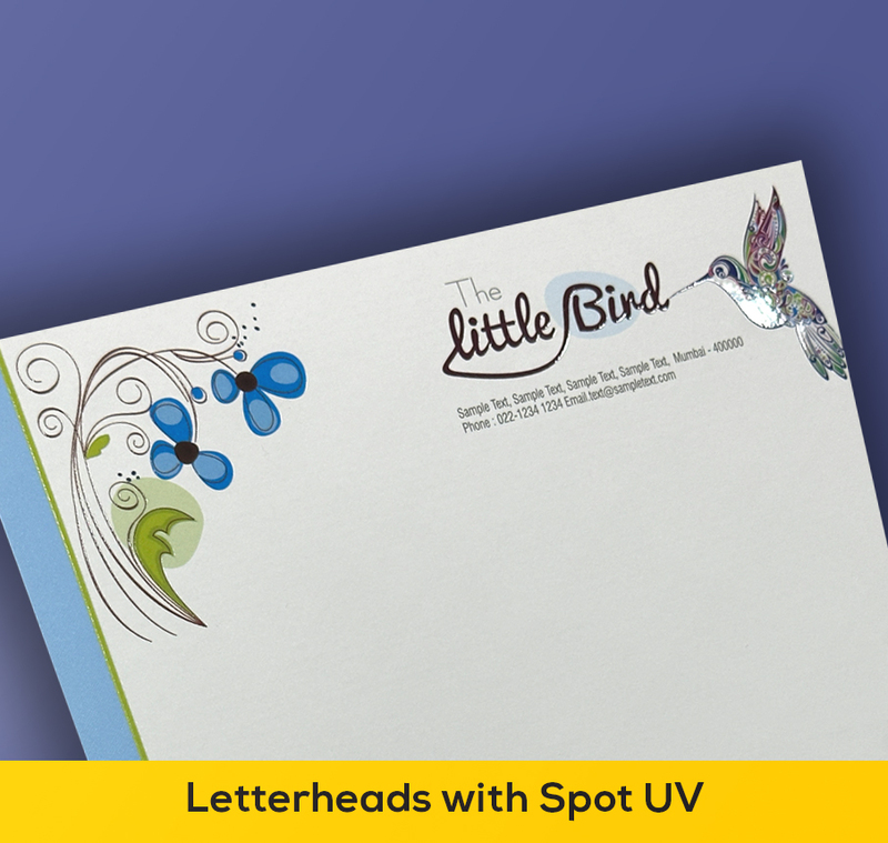 Letterheads printed on 100 gsm Super White Alabaster with SPOT UV