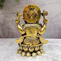 Brass Super Fine Ganesh Idol - 11.5 inch Height | Auspicious Brass Ganesh Sculpture for Pooja