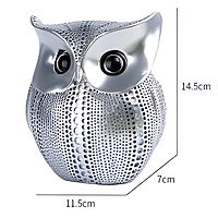 Eelika Silver Classic Owl Showpiece for Home Decor – 15 cm – Resin
