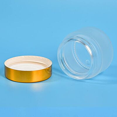 50ml Frosted NEW Glass Jar + GOLD Cap + White Seal 50ml Frosted NEW Glass Jar + GOLD Cap + White Seal