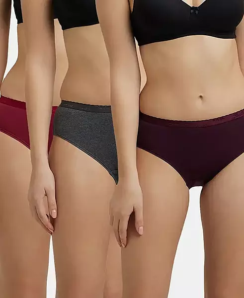 Jockey High Coverage Super Combed Cotton Hipster With Ultrasoft Exposed Waistband and StayFresh Treatment - Dark Assorted (Pack of 3) - 1523