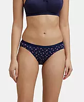 Jockey Medium Coverage Super Combed Cotton Bikini With Exposed Waistband and StayFresh Treatment - Dark Prints (Pack of 3) - 1525