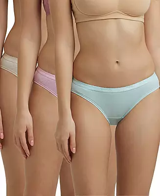 Jockey Medium Coverage Super Combed Cotton Bikini With Exposed Waistband and StayFresh Treatment - Light Assorted (Pack of 3) - 1525