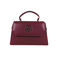 Maroon Structured Top Handle Handbag for Women