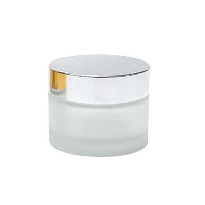 50ml Frosted NEW Glass Jar + SILVER Cap + White Seal 50ml Frosted NEW Glass Jar + SILVER Cap + White Seal