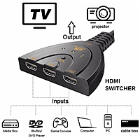 4K Ultra HD HDMI 3×1 Switch – Pigtail Design with 50cm HDMI Cables