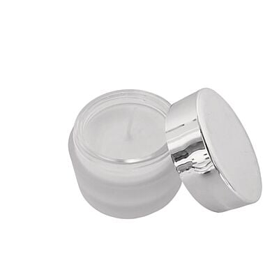 50ml Frosted NEW Glass Jar + SILVER Cap + White Seal 50ml Frosted NEW Glass Jar + SILVER Cap + White Seal